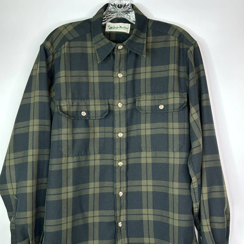 Gander Mountain Black Green Long Sleeve Button Down Shirt Size Medium